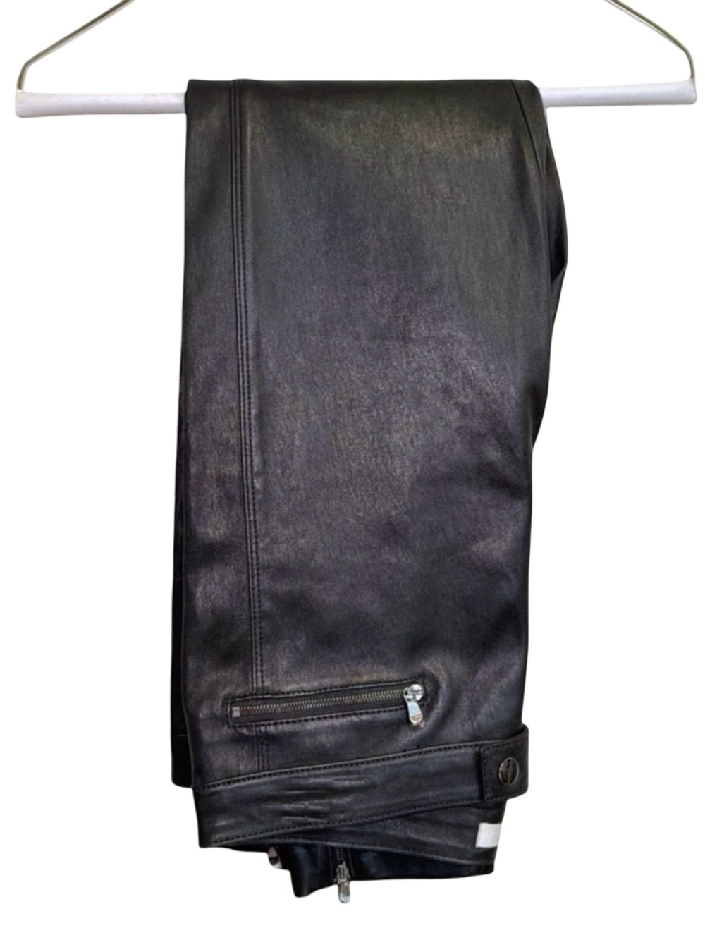 Sentaler 100% Leather Skinny Jeans | 8 | Black Designer Zip Ankle Luxe Pants